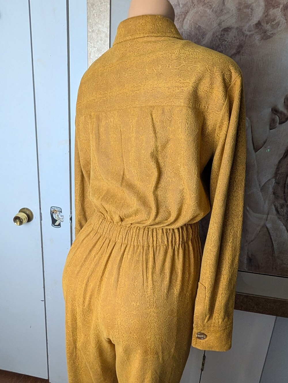 Cara Santana x Apt. 9 utility jumpsuit Mustard Jumpsuit with Belted Waist Sz M - Picture 8 of 11